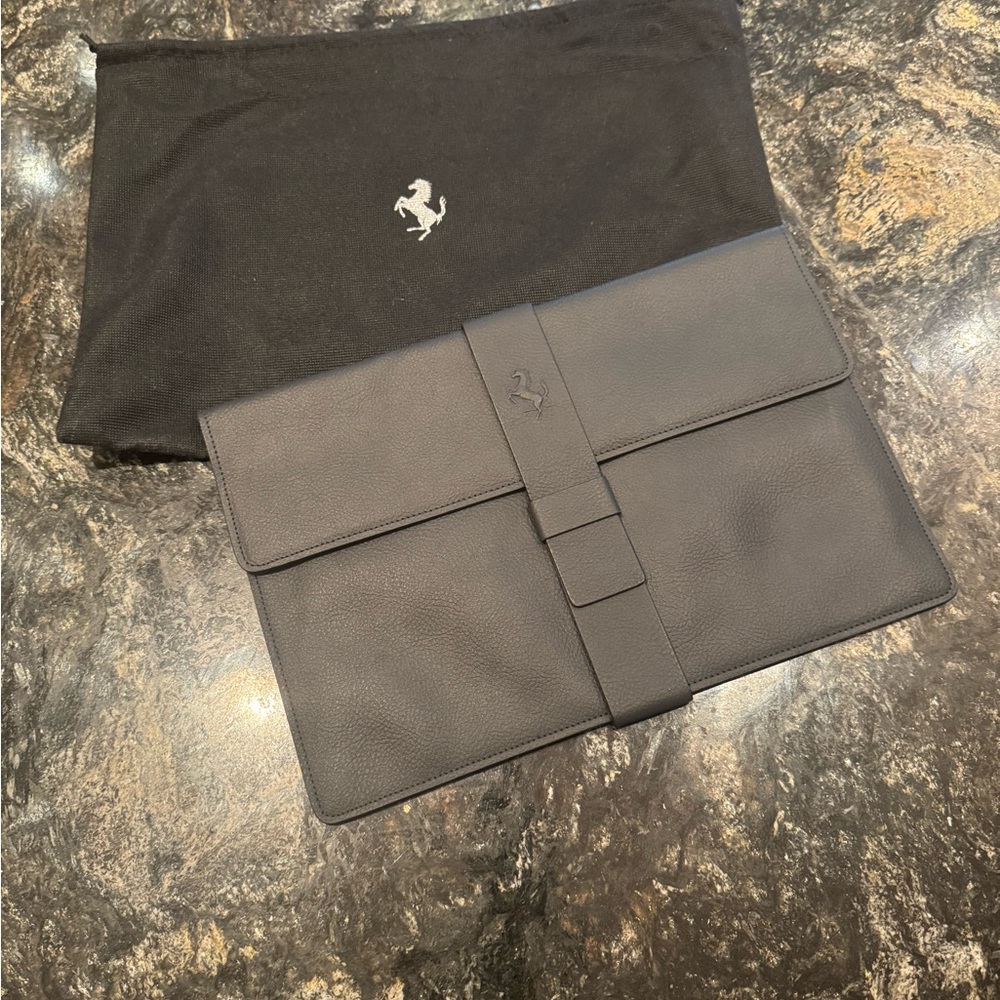 Ferrari Black Leather Men's Document Case